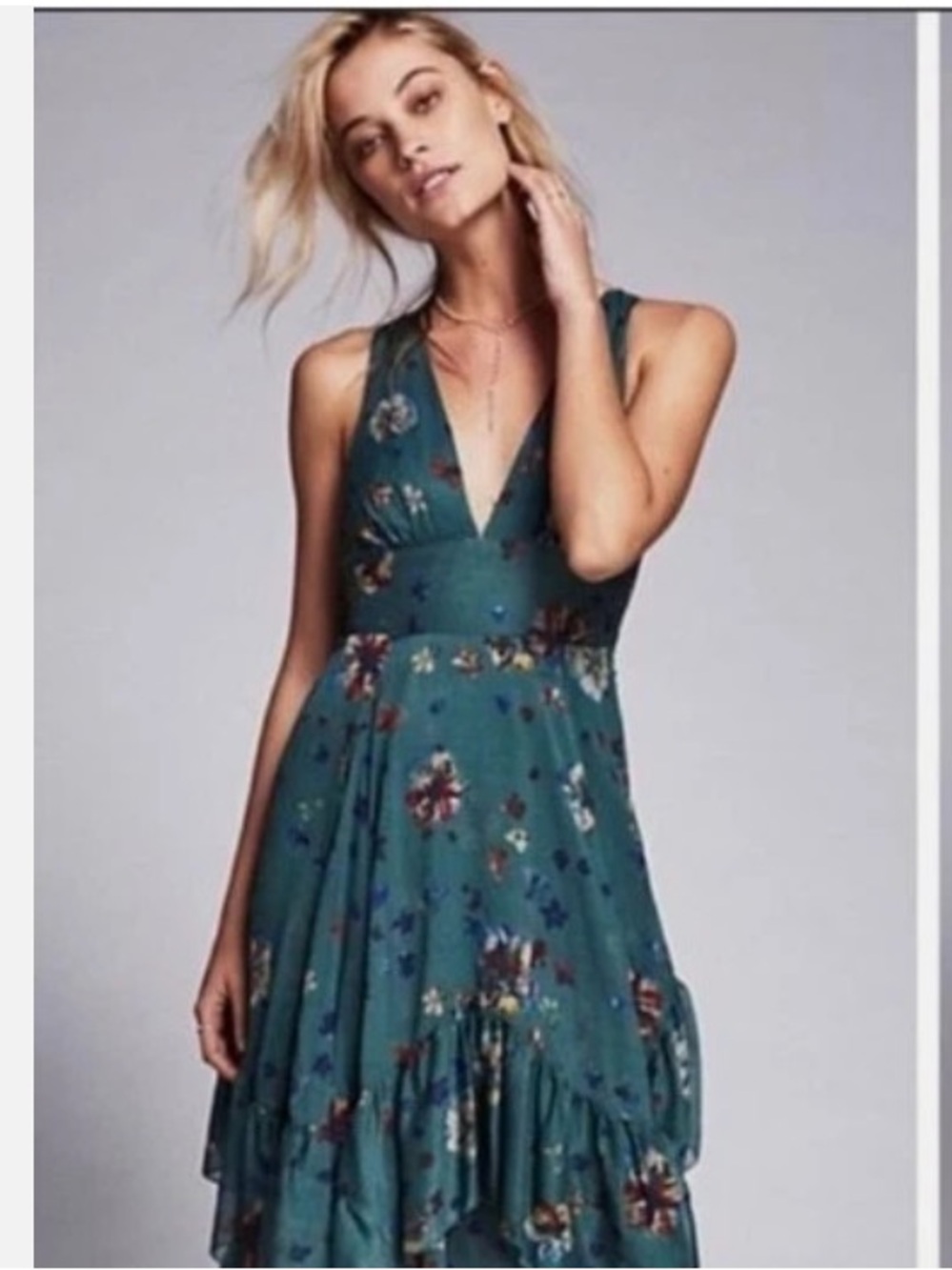 Free People “catching glances” teal green dress size 10